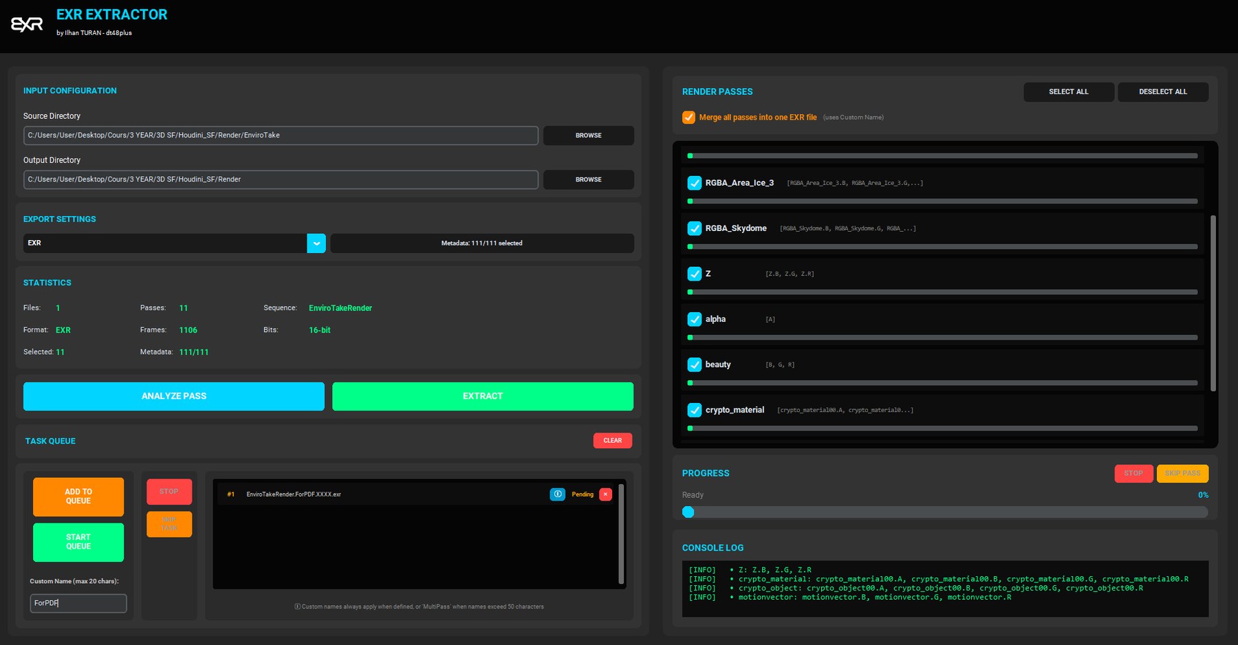 EXR Extractor Workspace