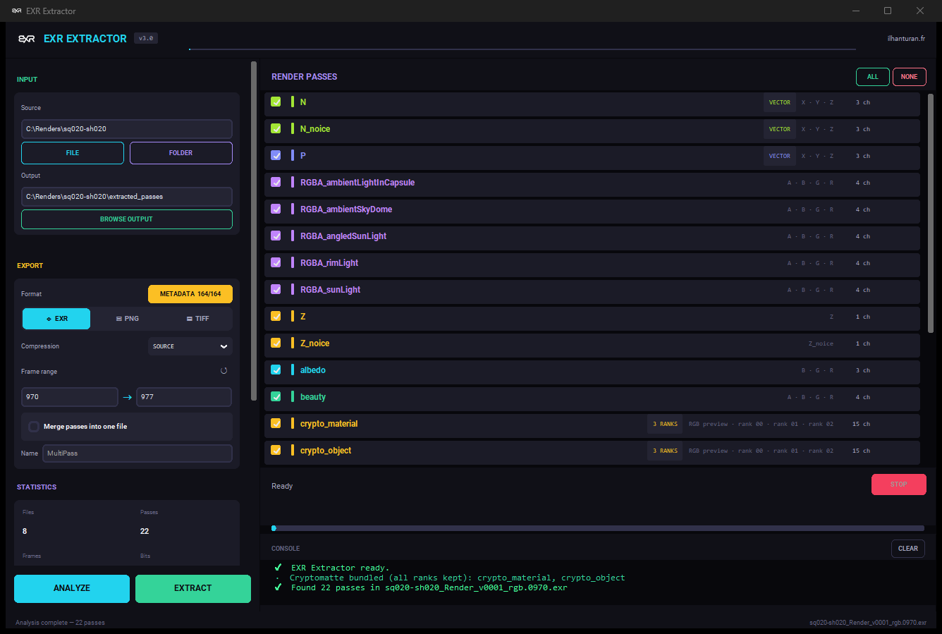EXR Extractor Workspace